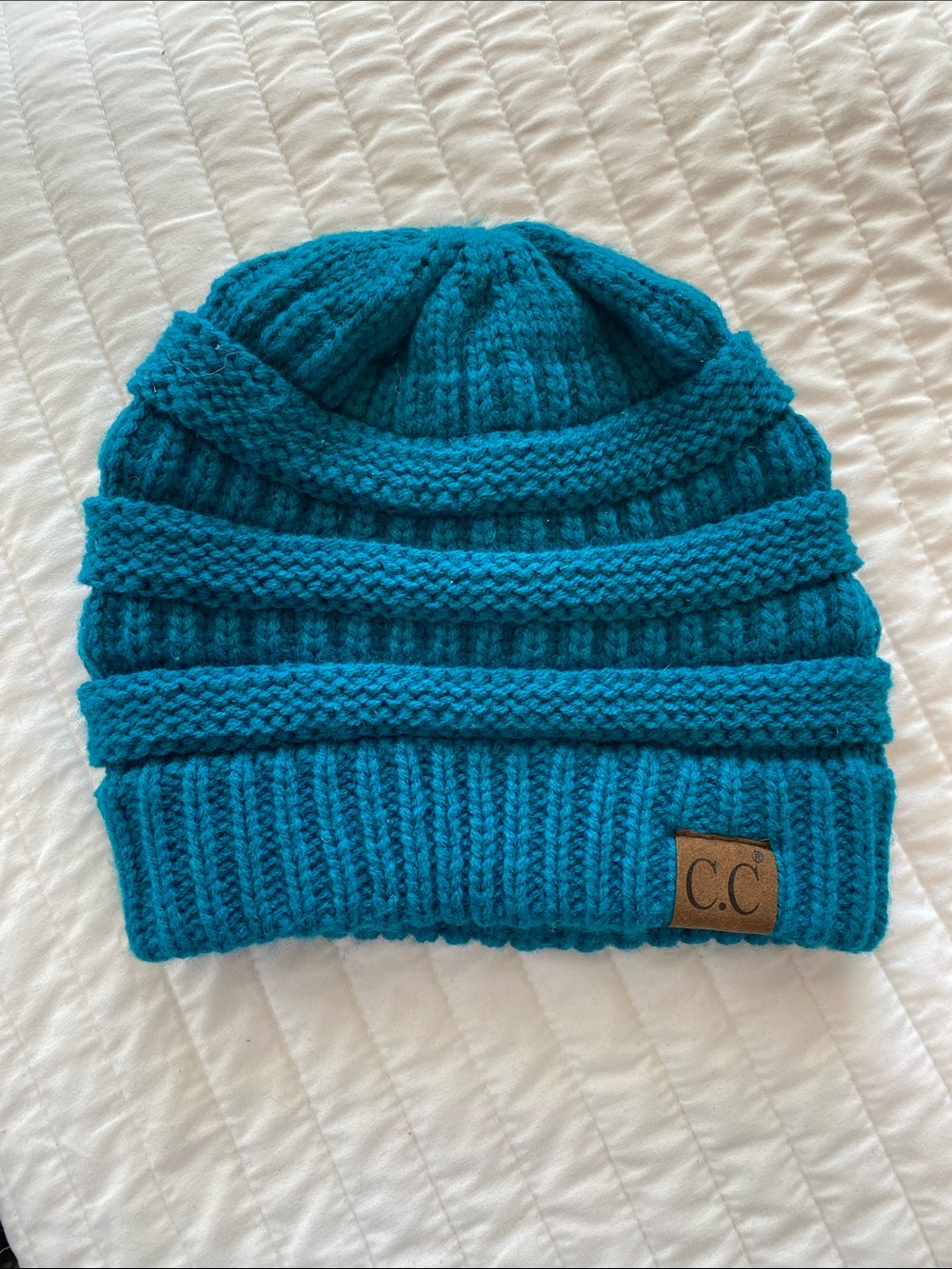 C.C Teal Ribbed Knit Beanie